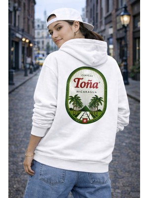 Camblys Unisex Cerveze Sırt Baskılı Oversize Kapüşonlu Sweatshirt