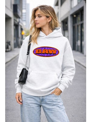 Camblys Baw Ön Baskılı Oversize Kapüşonlu Swaetshirt