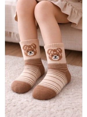 Gigi Giyim Bear Baskılı Unisex Çocuk Kolej Çorap
