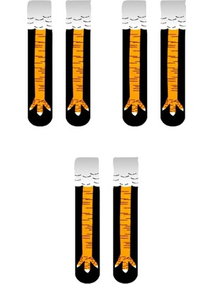 UZN Socks Tavuk Ayağı Desenli Eğlenceli Çorap – 3 Çift | Unisex, Konforlu & Dikkat Çekici