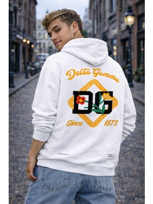 Camblys Unisex Delta Gamma Sırt Baskılı Oversize Kapüşonlu Sweatshirt