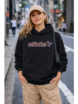 Camblys Clints Ön Yazı Baskılı Oversize Kapüşonlu Sweatshirt