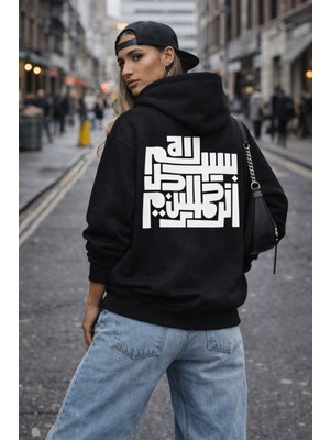 Camblys Unisex Graffiti Sırt Baskılı Oversize Kapüşonlu Sweatshirt