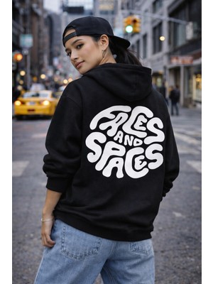 Camblys Unisex Faces And Space Baskılı Oversize Sweatshirt