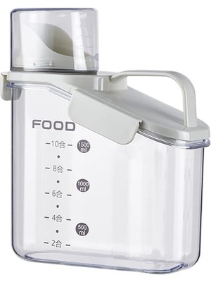 Nirvado Shop Ezere Büyük Kapasiteli Ölçülü Tahıl-Gıda-Baharat 1600ML Şeffaf Saklama KUTUSU-(5775)