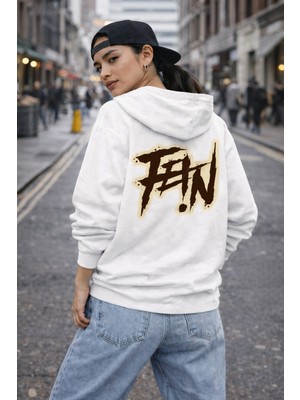 Camblys Unisex Fein Sırt Baskılı Oversize Kapüşonlu Sweatshirt