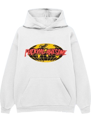 Camblys Fuckıngawesome Basıkılı Oversize Kapüşonlu Sweatshirt