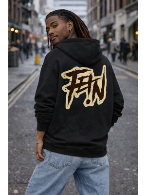 Camblys Unisex Fein Sırt Baskılı Oversize Kapüşonlu Sweatshirt