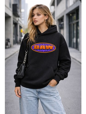 Camblys Baw Ön Baskılı Oversize Kapüşonlu Swaetshirt