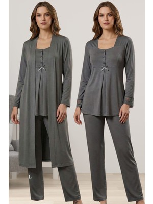 Effortt Füme Sabahlıklı Hamile Lohusa Pijama Takımı