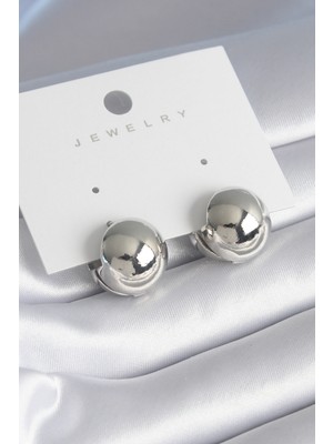 Pirinç Gümüş Renk Top Model Kadın Küpe - Lisinya