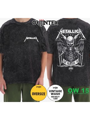 Metallica Yıkamalı Over Size Tişört M