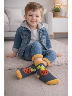 Gigi Giyim Dinozor Baskılı Havlu Erkek Çocuk Soket Çorap