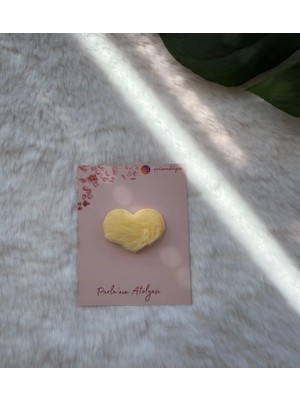 Parla'nın Atölyesi 0-3 Yaş Az Saçlı ve Saçsız Bebek Tokası Sarı Kalp