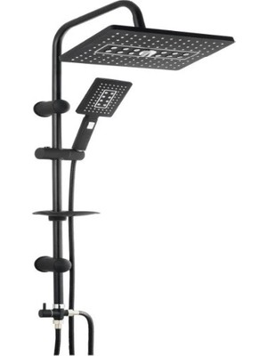 No 35 Moda Lüks Robot Duş Seti Mat Siyah Dikdörtgen | Çok Fonksiyonlu Yağmur Robot Duş Sistemi Siyah