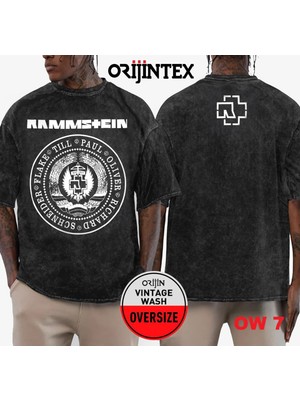 Rammstein Yıkamalı Over Size Tişört M