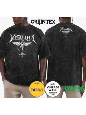 Metallica Yıkamalı Over Size Tişört M