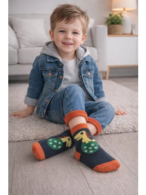 Gigi Giyim Dinozor Baskılı Havlu Erkek Çocuk Soket Çorap