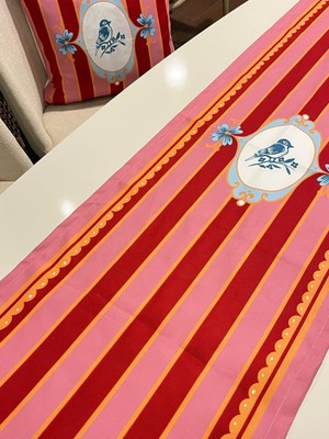 Crearthome Belissima Runner 40X150 cm Kuş Desen Dekoratif Runner Amerikan Servis Supla