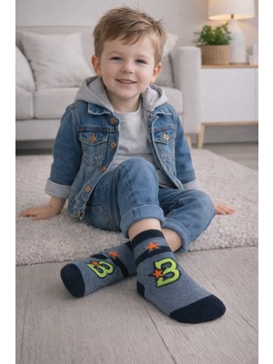 Gigi Giyim Üç Baskılı Havlu Erkek Çocuk Soket Çorap