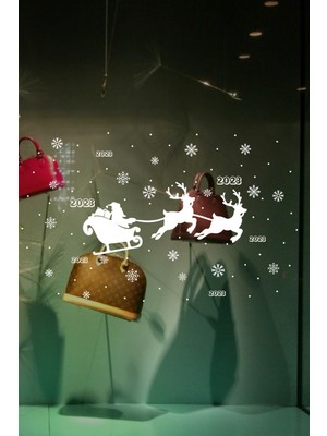 Beta Moda Hub Yılbaşı Happy New Year Sticker Çıkartma Süsü Yeni Yıl Süsü Parti Cam Süsü Noel Ağacı Kar Tanesi 2023