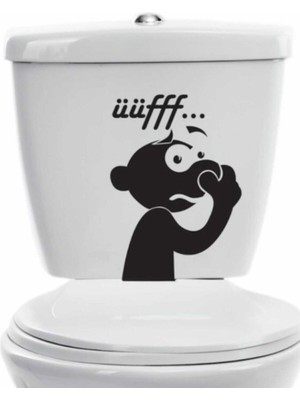 Beta Moda Hub Komik Uff Koku Dekoratif Klozet Banyo Sticker Siyah