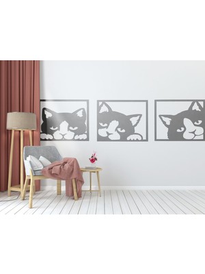 Beta Moda Hub Kediler Duvar Sticker - Kediler Duvar Sticker Dekoratif Odası Duvar Sticker Duvar Süsü 60X15