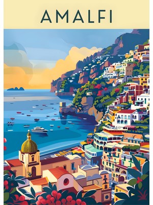 Boketto Opus - Amalfi Italya Renkli Dekoratif Poster Modern Duvar Posteri Estetik Tablo