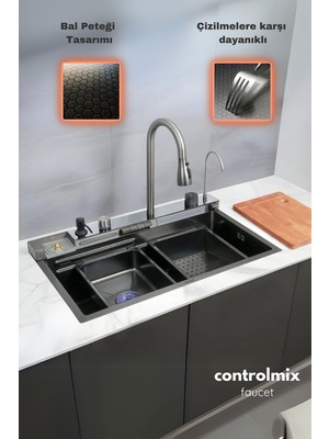 7 Fonksiyonlu Akıllı Teknolojik Eviye Seti 304 Paslanmaz Yeni Model Fonksiyonel Mutfak Evyesi