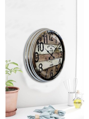 Kasva Concept 40 cm Krom Metal Yeşil Doğa Duvar Saati Hediyelik