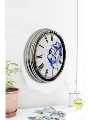 Kasva Concept Hediyelik 40 cm Krom Metal Mutfak Duvar Saati