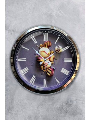 Kasva Concept Hediyelik 40 cm Krom Metal Mutfak Duvar Saati