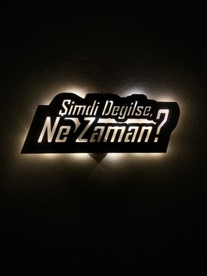Sem Concept Aa Pilli Ledli Şimdi Değilse Ne Zaman Dekoratif Duvar Yazısı, Ahşap Işıklı Tablo