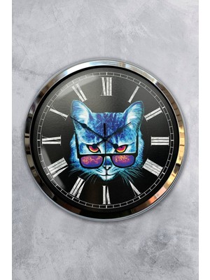 Kasva Concept 40 cm Krom Metal Köy Evi Duvar Saati