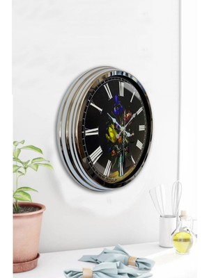 Kasva Concept Hediyelik 40 cm Krom Metal Mutfak Duvar Saati