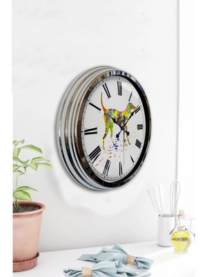 Kasva Concept 40 cm Krom Metal Köpek Figür Duvar Saati