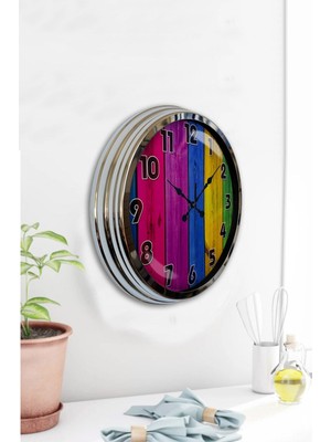 Kasva Concept Hediyelik 40 cm Krom Metal Gökkuşağı Duvar Saati