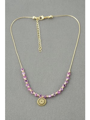 Marsilyan Nazar Boncuklu Zirkon Taşlı Kolye