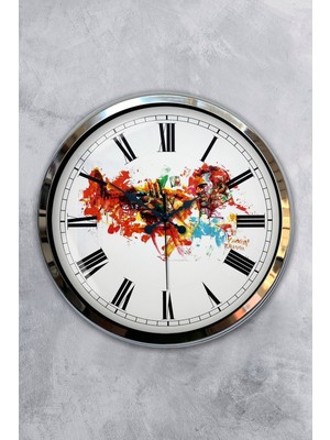 Kasva Concept 40 cm Krom Metal Silah Duvar Saati