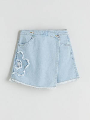 Lc Waikiki Yeni Sezon Çiçekli Kız Çocuk Jean Şort Etek