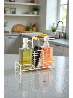 Padilon 2'li Cam Sıvı Sabunluk Seti Metal Standlı Kare Tasarım 500 ml Süngerlikli