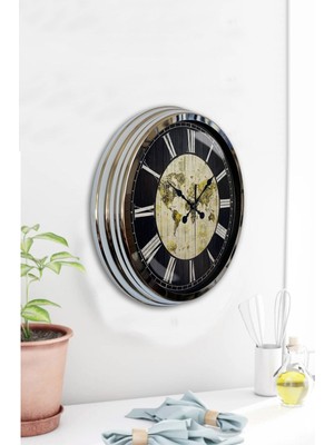 Kasva Concept Hediyelik Saat Dekoratif 40 cm Krom Metal Bird Duvar Saati