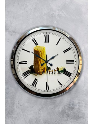 Kasva Concept Hediyelik 40 cm Krom Metal Mısır Duvar Saati