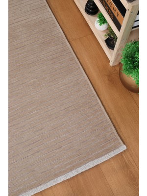 Yıkanabilir Pamuk Dokuma Kilim Doğal Kendinden Saçaklı Yolluk Kaymaz Tabanlı Halı