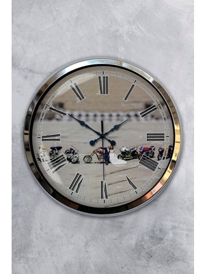 Kasva Concept Hediyelik 40 cm Krom Metal Flowers Duvar Saati