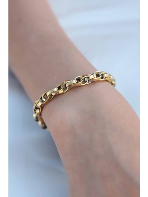 Gold Renk Çelik Zincir Kadın Bileklik - Lisinya