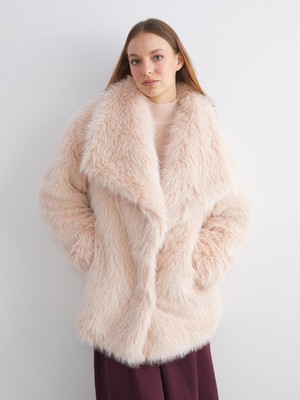 Lc Waikiki Yeni Sezon Ceket Yaka Oversize Kadın Kürk Mont