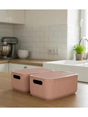 Milena Life 2,4 Lt Kapaklı Çok Amaçlı Saklama Kutusu – 2 Adet Plastik Düzenleyici Organizer