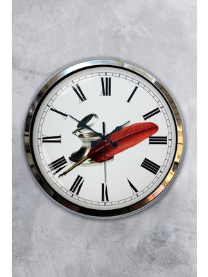 Kasva Concept Hediyelik 40 cm Krom Metal Eski Duvar Saati
