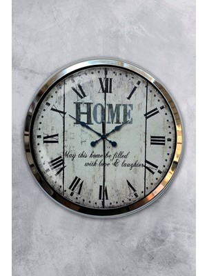 Kasva Concept Hediyelik 40 cm Krom Metal Home Duvar Saati